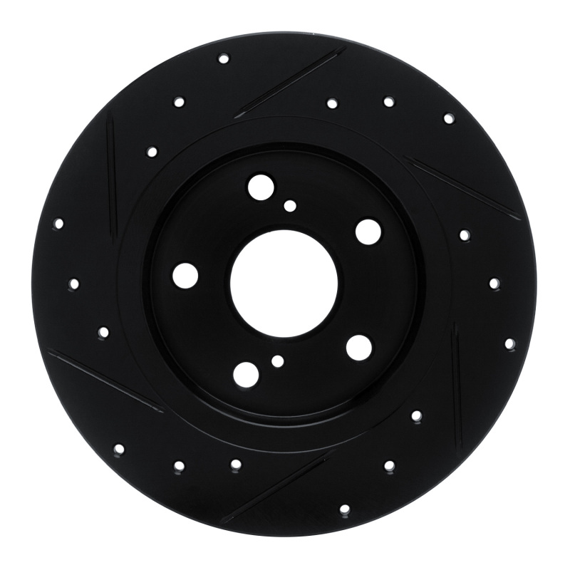 Scion TC Brake Rotor (1) - Rear Right - R1 Concepts - Drilled & Slotted - Black - `11-`16